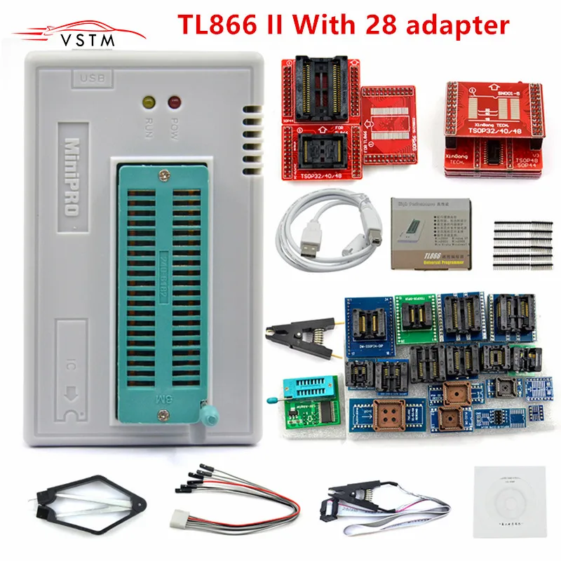 Оригинальный Новый V8.51 TL866II Plus Универсальный программатор Minipro + 28 адаптеров