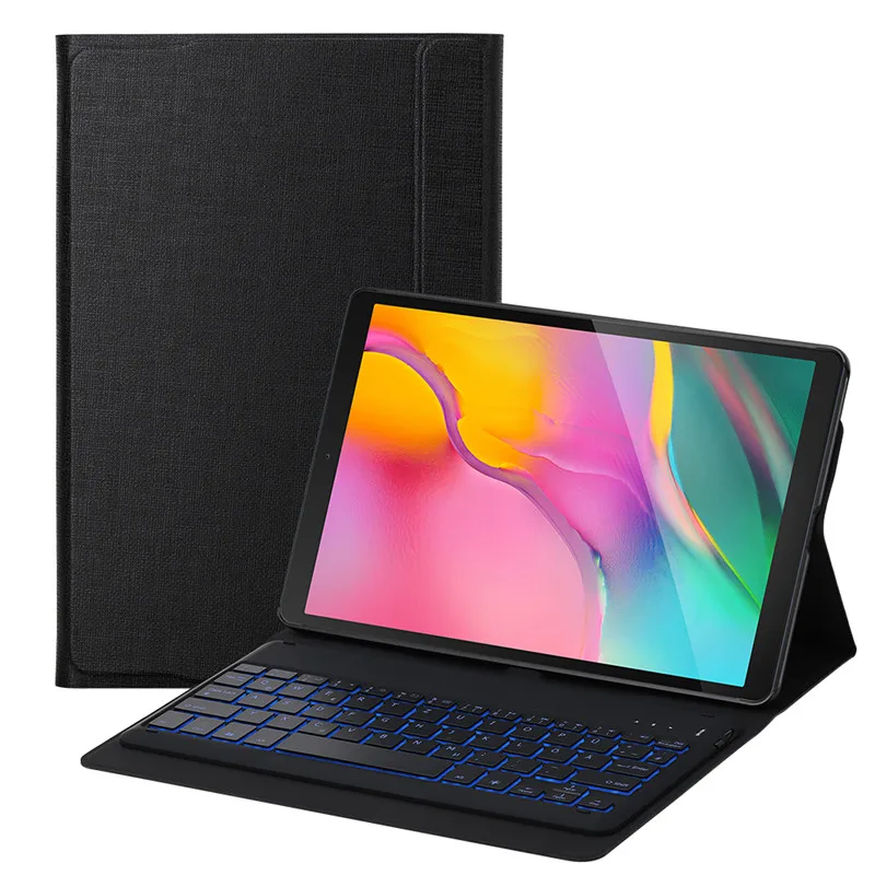 Немецкий чехол с клавиатурой Bluetooth для samsung Galaxy Tab A 10,1 дюймов планшет SM-T510 SM-T515 с беспроводной клавиатурой планшет - Цвет: black