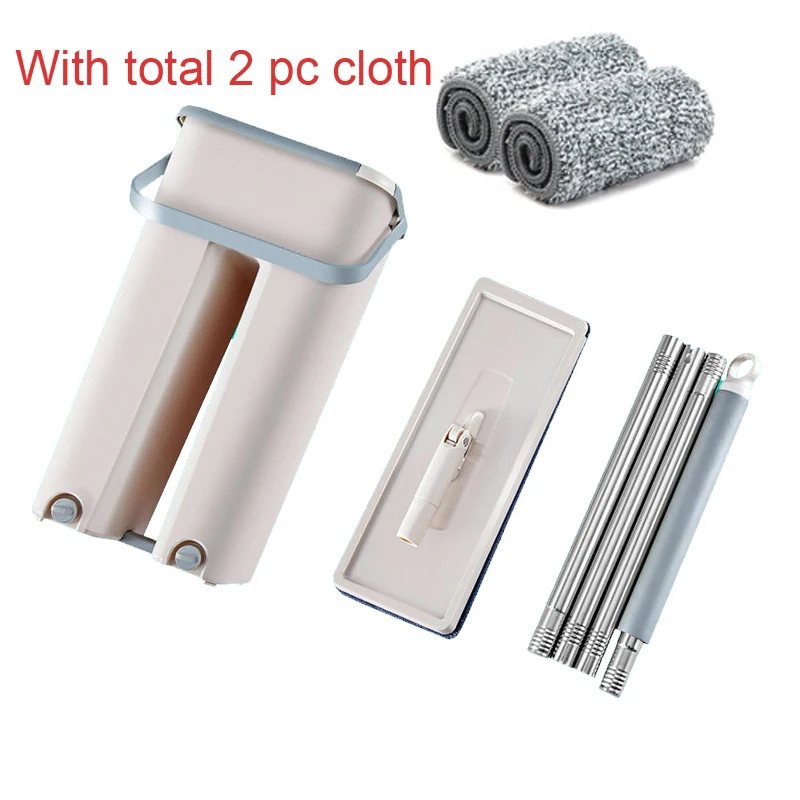 1 mop with 2 cloth Выдавливаемая плоская Швабра для рук, отжимная Швабра из нержавеющей стали, для швабр, самовлажная и сухая чистка, микрофибра, Швабра для пола - Цвет: 1 mop with 2 cloth