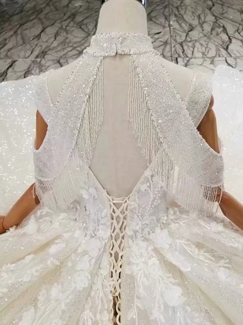 

LS11240 International new design wedding dresses with detachable shoulder chain sleeveless ball gown hot robe blanche