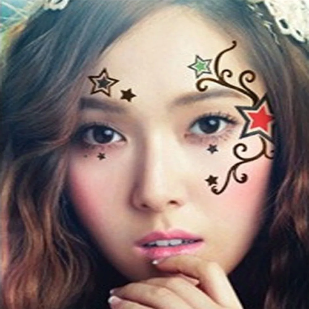 Наклейки татуировки на лицо для женщин и девушек водопереводные Временные