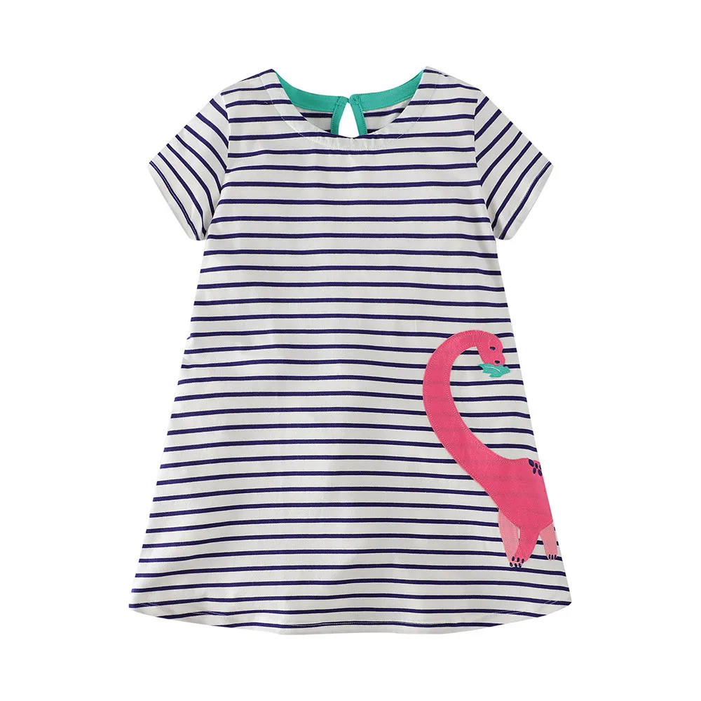 MUQGEW Girls dress Toddler Kids Baby Cartoon Dinosaur Print Striped Dress baby girl clothes 2019 Outfits Dropshipping | Детская одежда