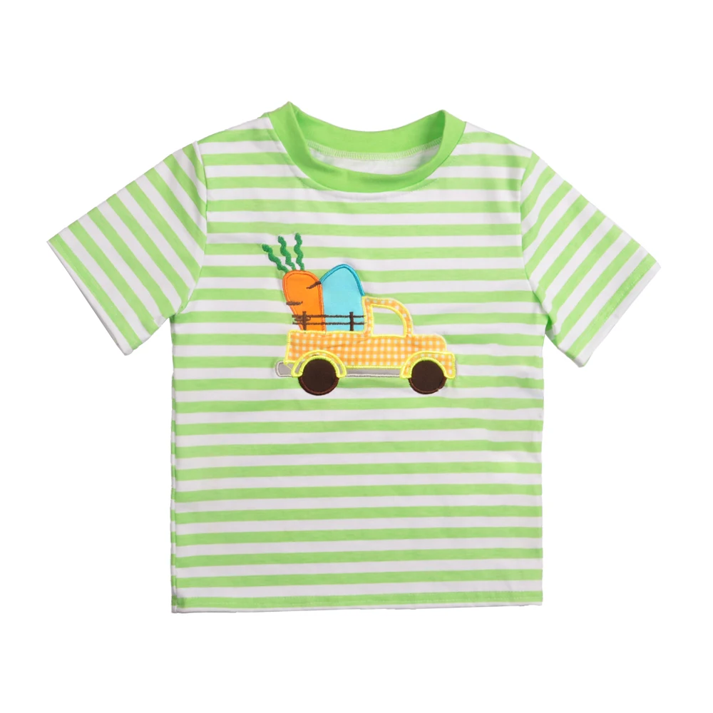 Remake/оптовая продажа Весенняя хлопковая одежда с вышивкой Easte Bunny для маленьких