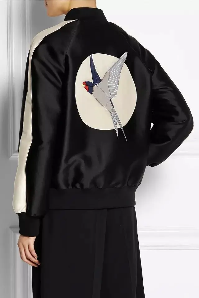 Птица вышитые атласные лицо куртку женщины|jacket motor|jacket wool womenjackets ladies |