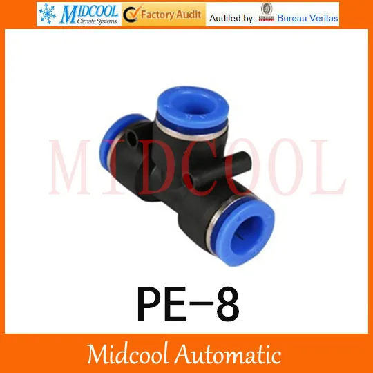 

Quick connector PE-8,8mm T thread three-way pipe joint plastic socket pneumatic hose components,air fitting