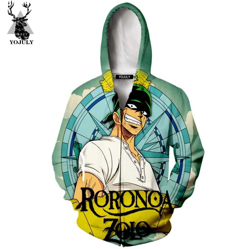 YOJULY 3D печатная Мужская и женская японская аниме цельная Roronoa Zoro Повседневная