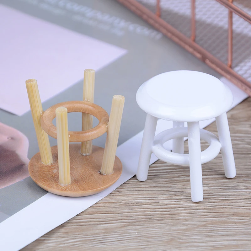 

1/12 Scale Dollhouse Miniature Furniture Round Floral Stool Chair Dollhouse Miniature Furniture Stool Chair