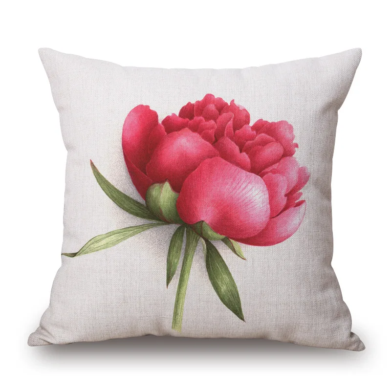 Мода высокого качества из хлопка и льна Красивая Розовый цветок пиона автомобиль