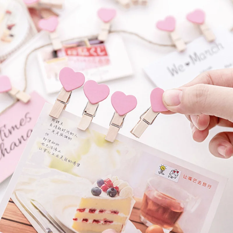 10 шт./лот мини зажим для бумаги в виде розового сердца кавайная папка фотографий