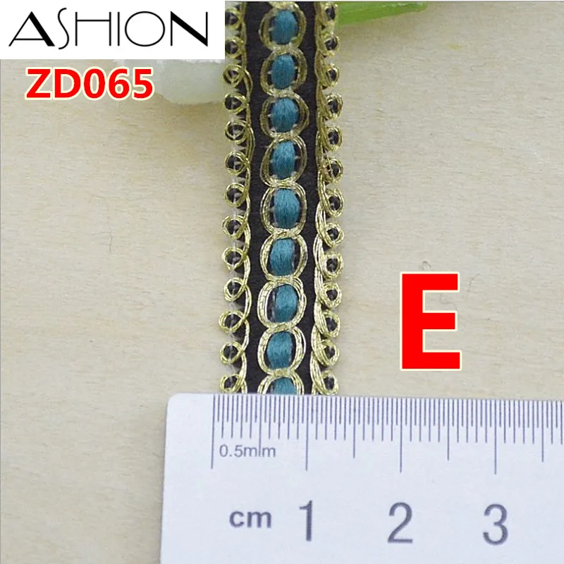 

Width 14mm black red colorful National elements polyester corrugated braided lash rochetribbon villi lace trim ZD065