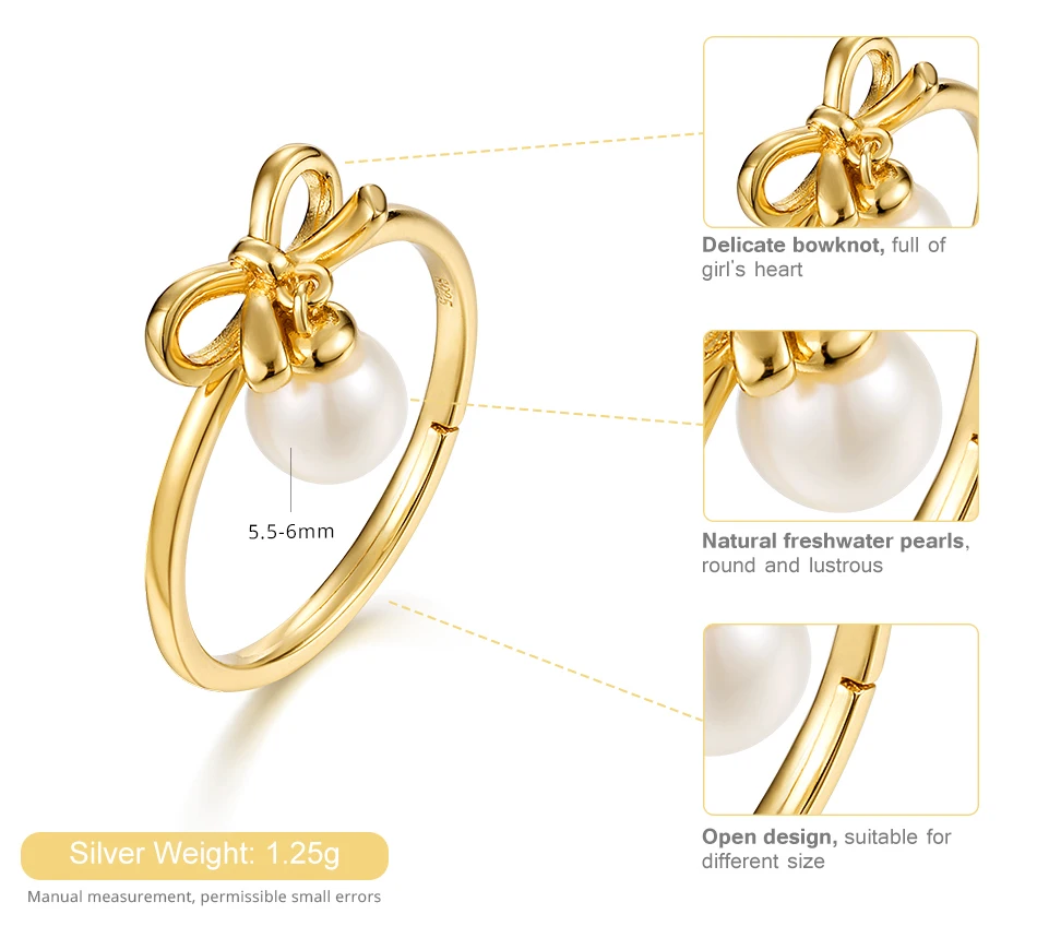 ALLNOEL 2019 Pearl Jewelry Set 925 Sterling Silver Fine Butterfly Ribbon Knot Bow Necklace Stud Earrings Ring For Women | Украшения и