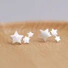 Женские посеребренные серьги-гвоздики EH907, подарочные серьги с тремя звездами