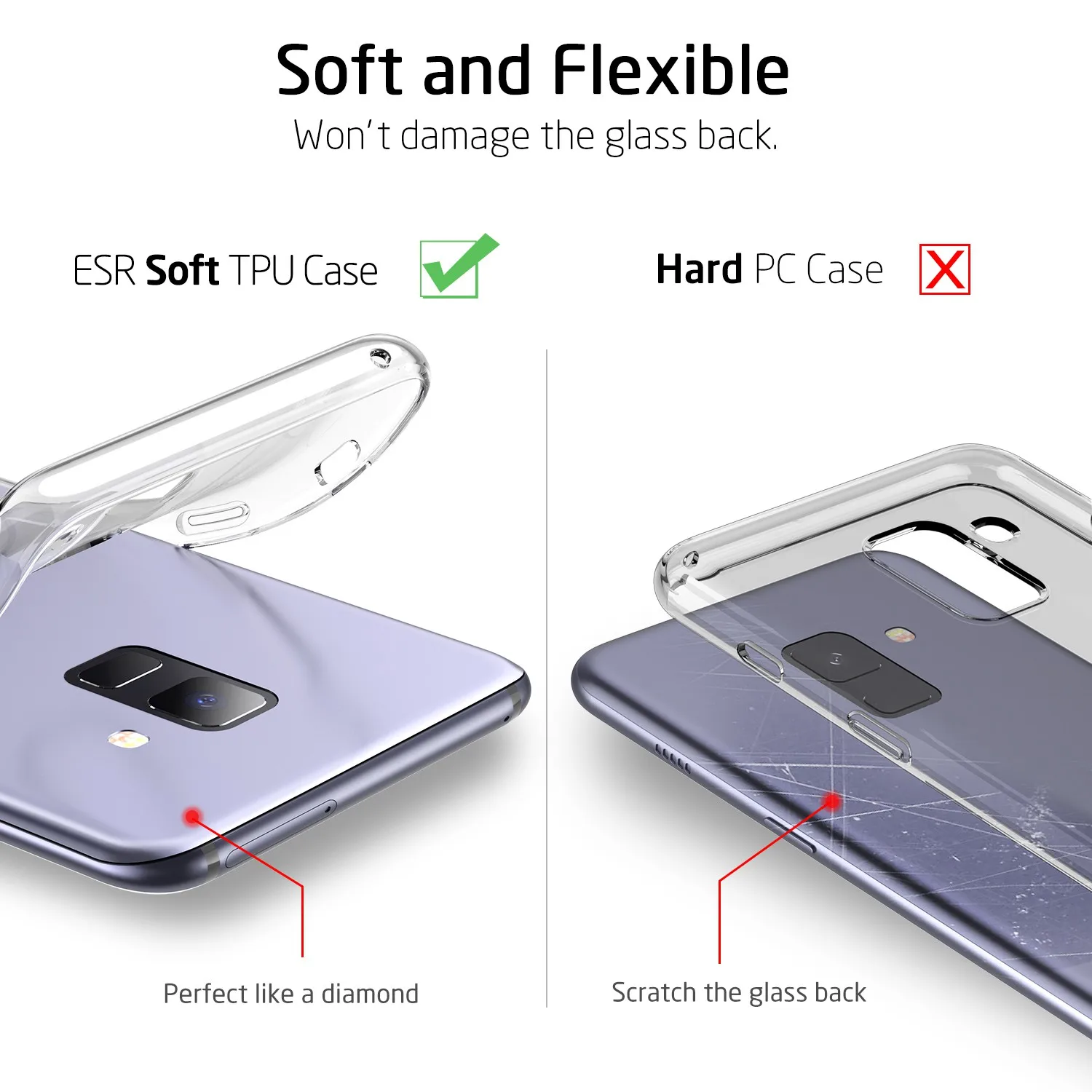 Чехол ESR для samsung Galaxy A8, мягкий ТПУ бампер, прозрачный чехол, ультра тонкий светильник, желеобразный чехол, чехол