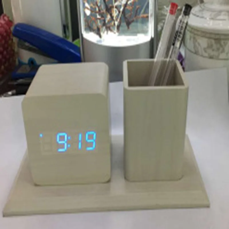 Digital Desk Clocks Luminous Multifunction Clock LED Calendar Large Display Wooden Table Alarm Glowing | Дом и сад