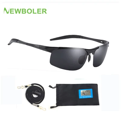 black with bag Очки для рыбалки, поляризованные солнцезащитные очки, металлическая оправа для мужчин, спортивные солнцезащитные очки, рыбалка, путешествия, вождение, Велоспорт, Gafas de pesca - Цвет: black with bag