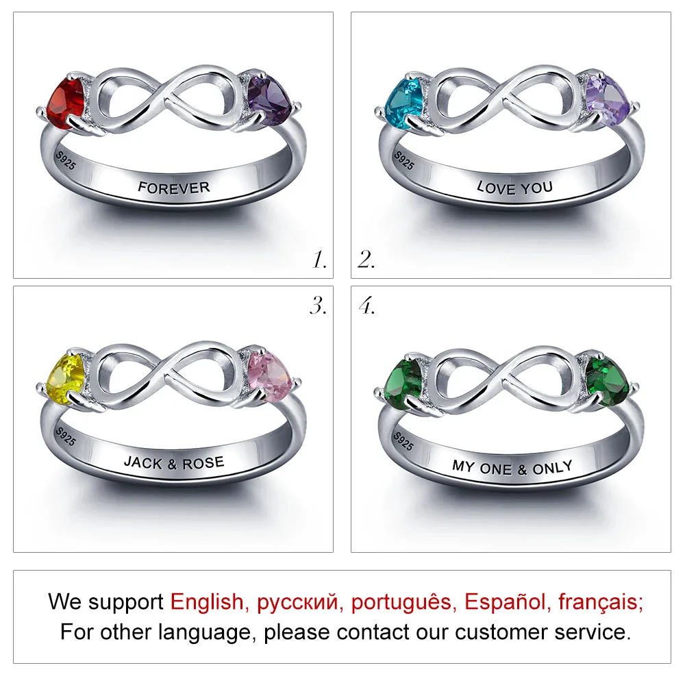 Индивидуальные 925 Стерлинговое серебро камень талисман в форме сердца кольца 8