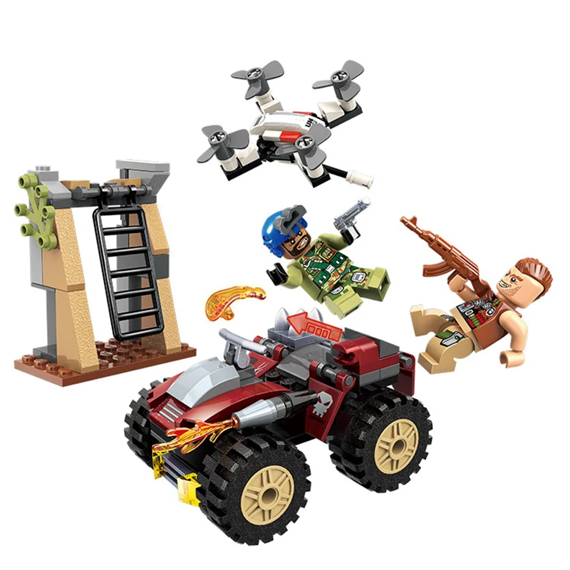 

ENLIGHTEN Military War City Series Ambush Mountain Car Building Blocks Sets Bricks Kids Toys 128Pcs 3202
