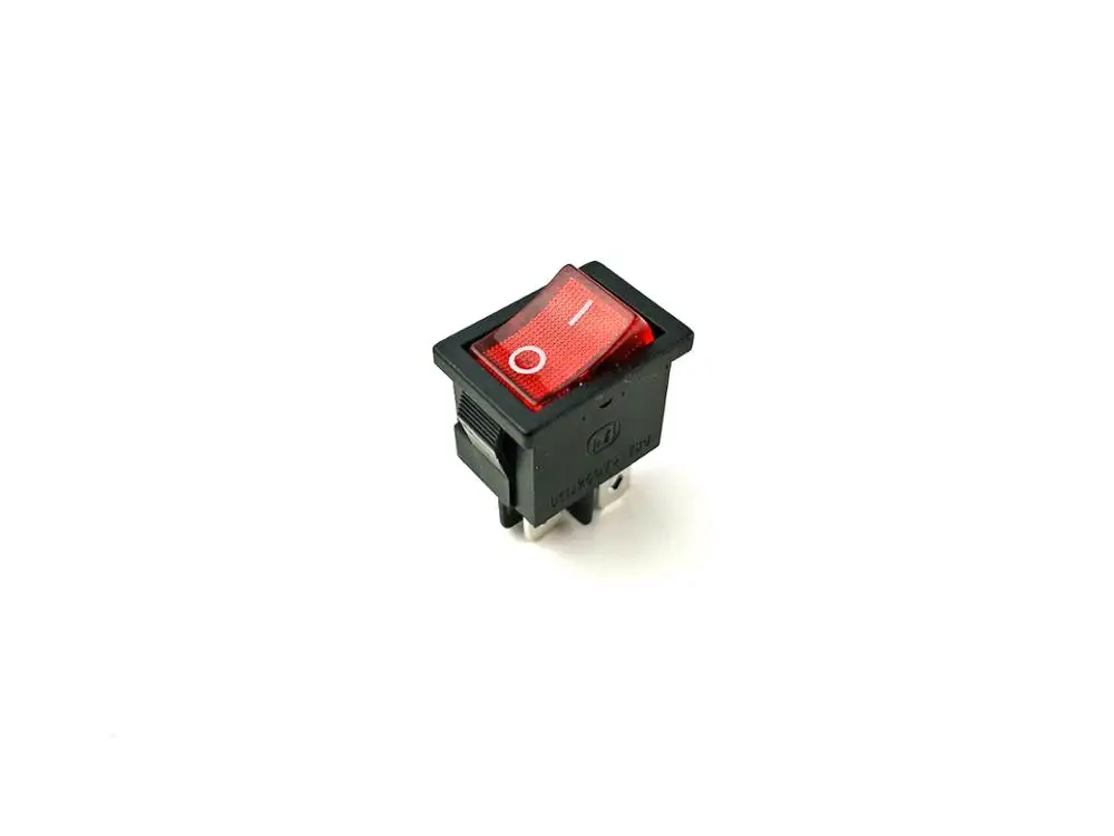 Красный KCD1 ВКЛ-ВЫКЛ 4Pin лодка автомобиля кулисный переключатель 6A/10A 250 V/125 V AC красный желтый и зеленый цвета синий, синий, на пуговицах, Лучшая цена KCD1 - Цвет: Красный