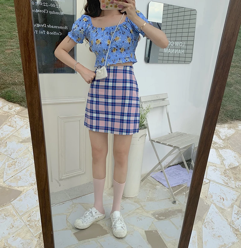 Комплект из двух предметов лето 2019 синий топ с короткими рукавами и открытыми