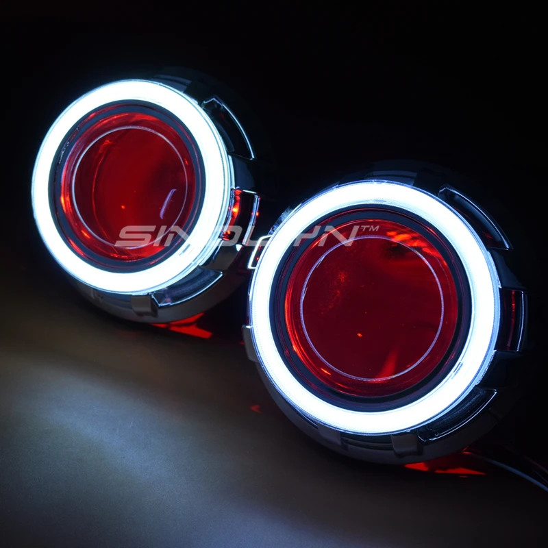 SINOLYN Металл 3,0 дюймов D2S HID биксеноновые фары объектив проектор светодиодный ангельские глазки Halo Demon Devil eyes комплект H4 для автомобильной модернизации