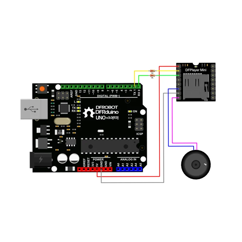 LEORY DFPlayer мини MP3 плеер модуль для Arduino 24-битный ЦАП Выход голосовой модуль Поддержка MP3/WAV/WMA TF usb-флеш-накопитель ввода-вывода Управление