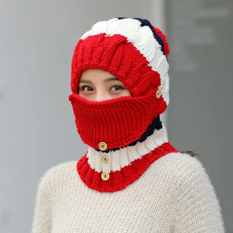 SUOGRY вязаная шапка шарф зимние Skullies шапочки Женская зимняя обувь Шапки для Для женщин мешковатые теплые утепленные шапки с маской шею