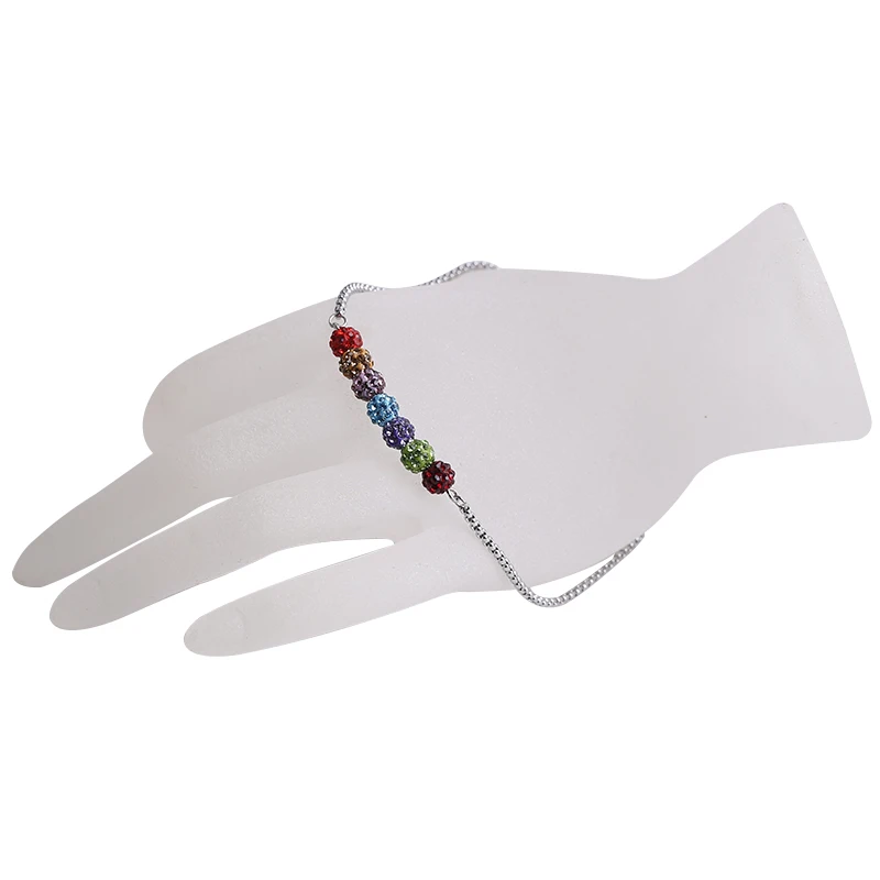 6 мм Простой Модный Красочный бриллиантовый шар браслет из нержавеющей стали