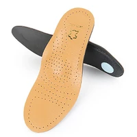 eu35 46 high quality leather orthosis insoles for flat feet arch support orthopedic silicone sneakers leather insoles men women