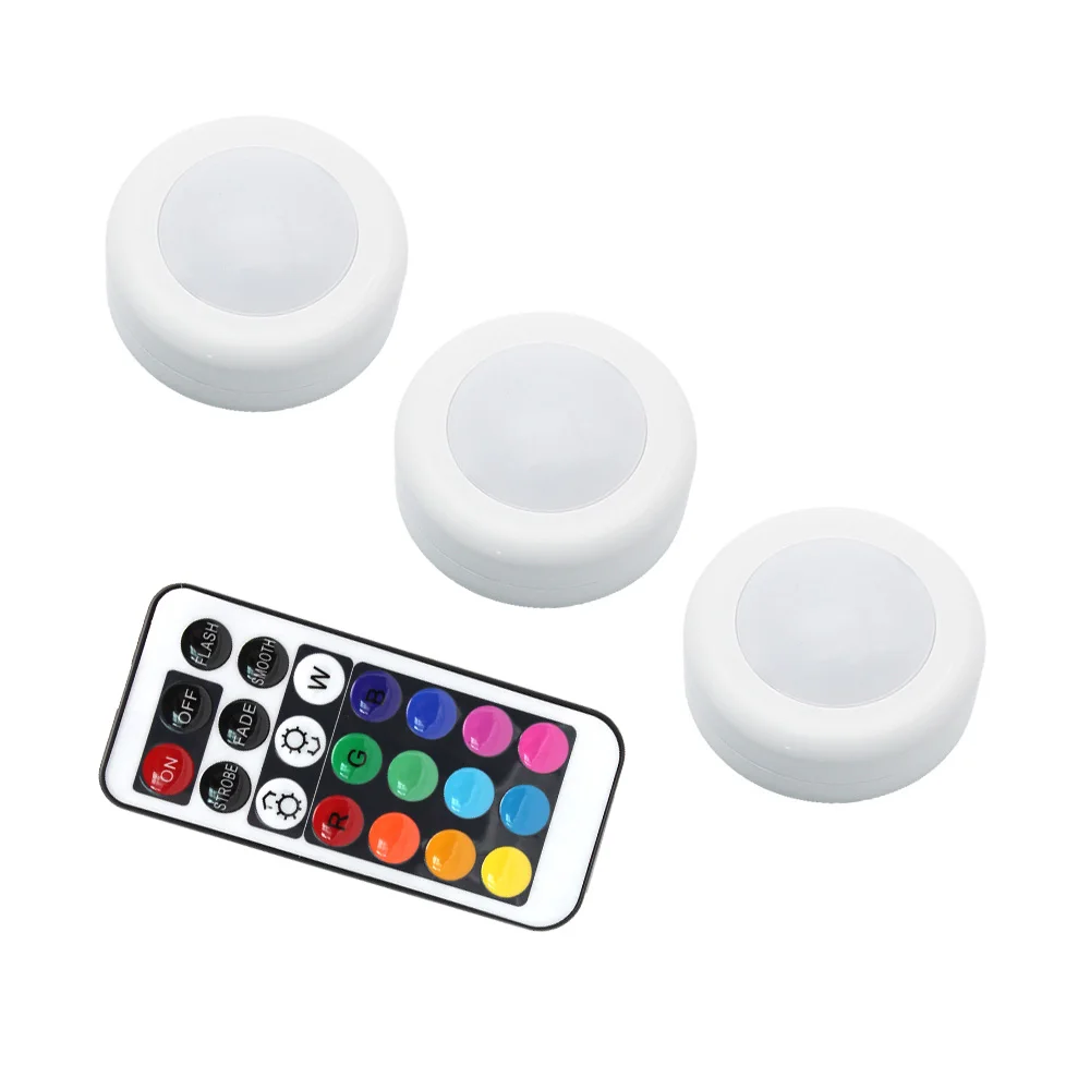 3 lamp and 1 remote RGB RGBW светодиодный ночник с дистанционным управлением, затемненная вспышка под шкафом, ночник, настенный светильник, лампа для домашний шкаф, шкаф, лестница, прихожая - Цвет: 3 lamp and 1 remote