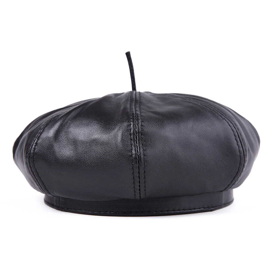 black beret BUTTERMERE, мужские французские береты, шапка, черная, натуральная кожа, для живописцев, шапка, мужская, натуральная кожа, Ретро стиль, зимняя, высокое качество, кепка художника, берет - Цвет: black beret