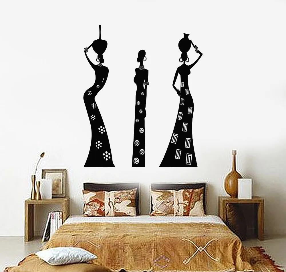 

African Woman Vinyl Decals Wall Native Sexy Black Girls Ethnic Style Wall Stickers Bedroom Interior Wall Decor Home Mural LA949