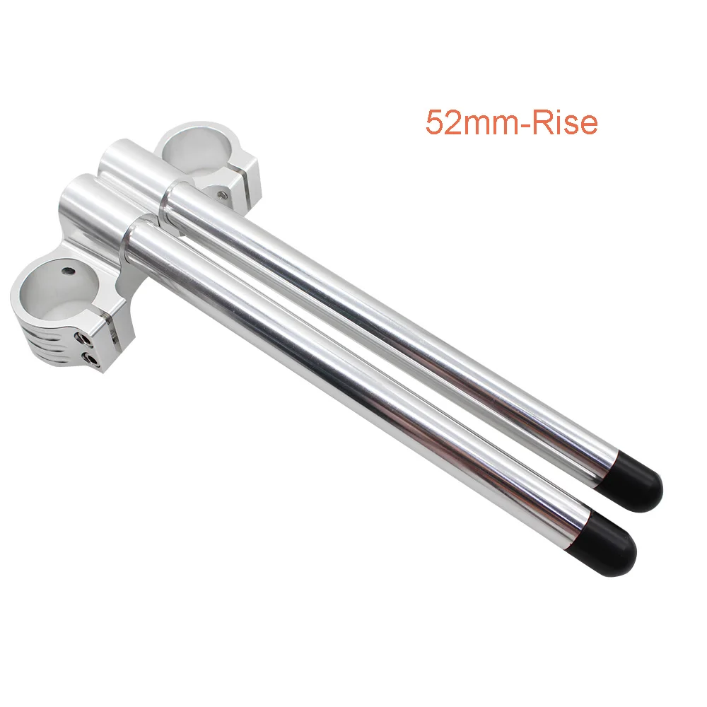 52mm-Rise Clipons 31 мм 33 мм 35 мм 36 мм 37 мм, 38 мм, 41 мм 43 мм 45/УФ-фильтр 52 мм с Серебряный мотоцикла с ЧПУ клип Ons, вилка, руль, ручной стержень, подъем для Kawasaki Yamaha - Цвет: 52mm-Rise