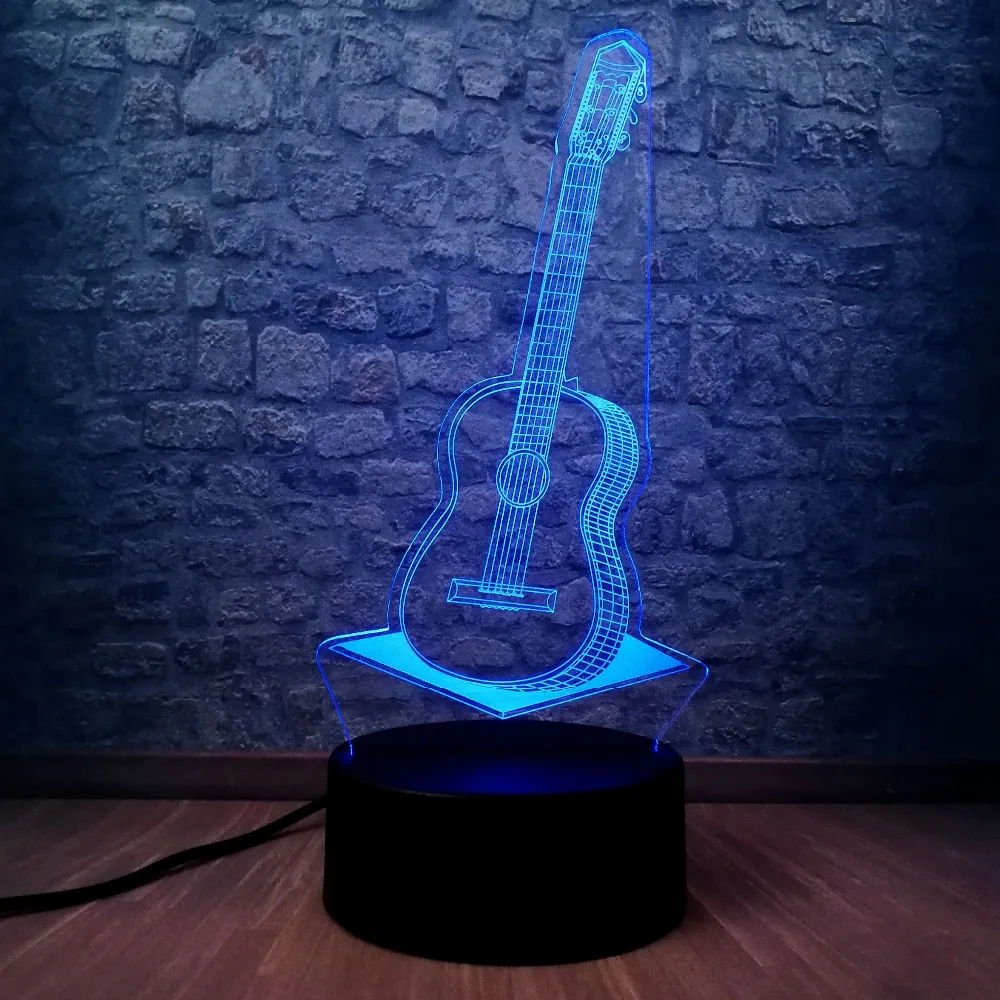 2017 креативная поп кантри музыкальная гитара 3D USB светодиодный светильник 7 цветов