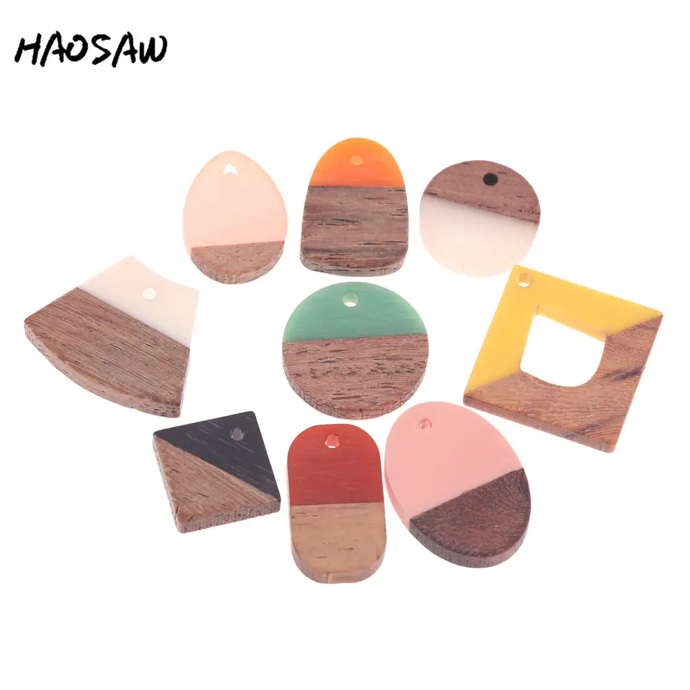 HAOSAW выберите 6 шт./лот серьги из натурального дерева/половинки смолы/Аксессуары