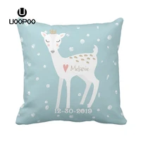 custom baby pillow case cute princess deer pillow decor sweet girl birth printed canvas cotton polyester cushion cover for sofa
