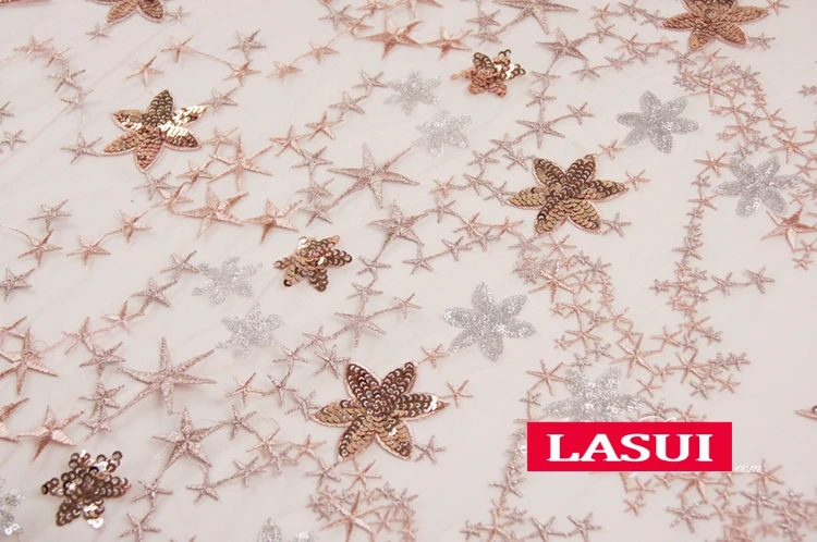 LASUI 2019 Новый 3 метров = 1 шт. DIY платье ткань розовый голубой серый Гипсофила звезды