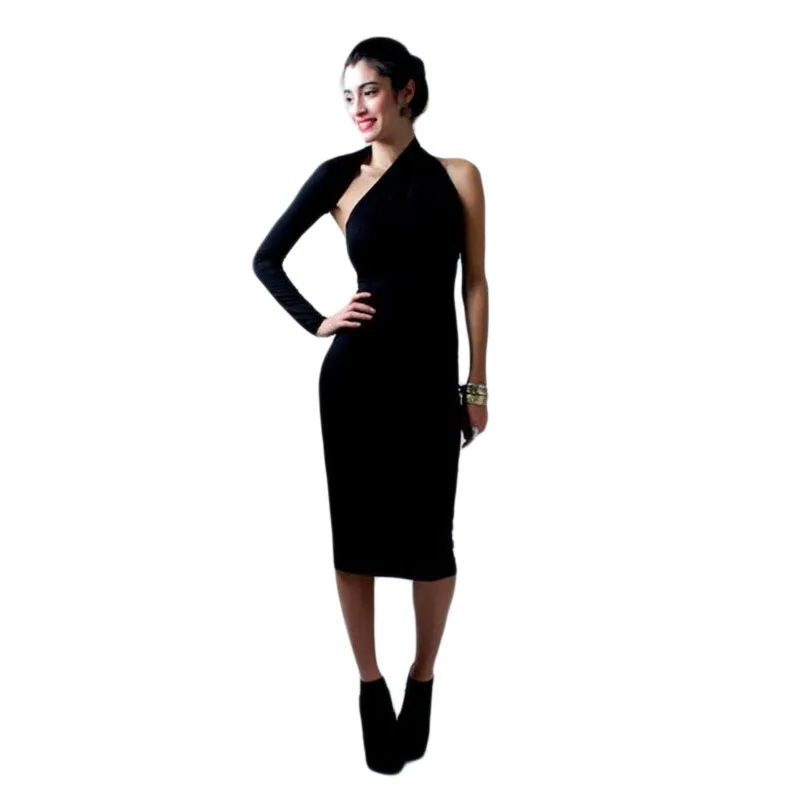 Женская Модальные сплошной черный хлопок элегантные пикантные одно плечо