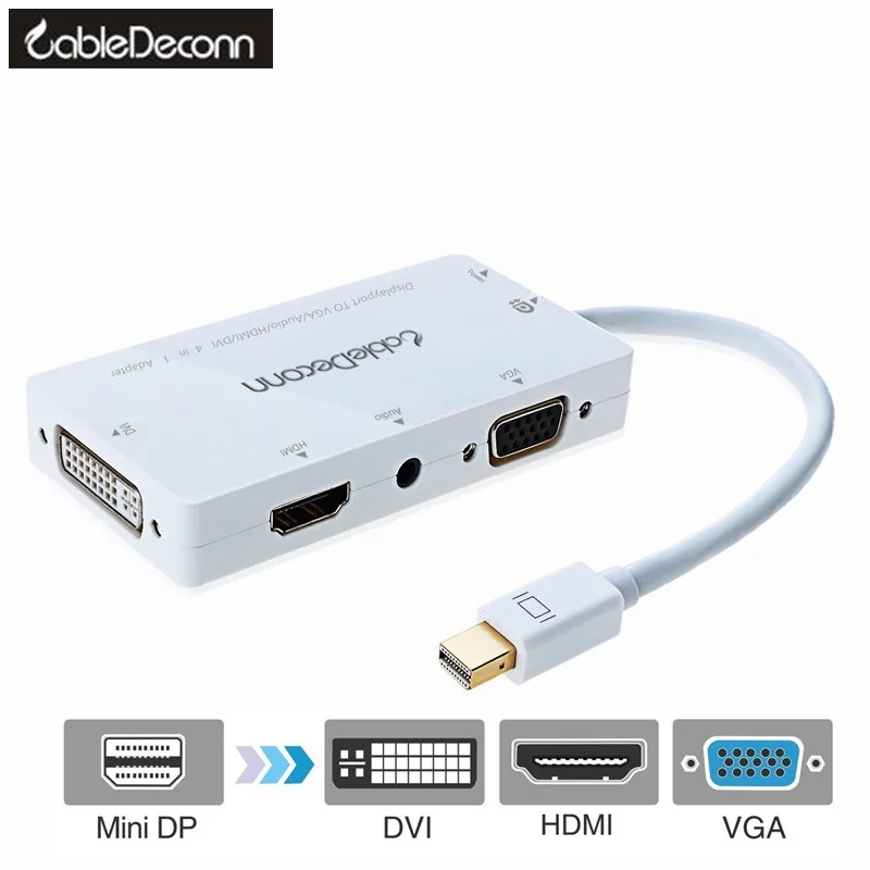 Usb концентратор Thunderbolt 2 многопортовый мини дисплей порт для VGA HDMI DVI 4в1 аудио