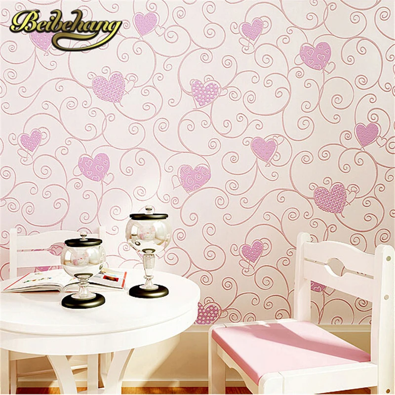 

beibehang wallpaper Non-woven Home Decoration Wallpaper Kids Room Princess Blue/pink Color Cartoon Wall Paper 3d Papel De Parede