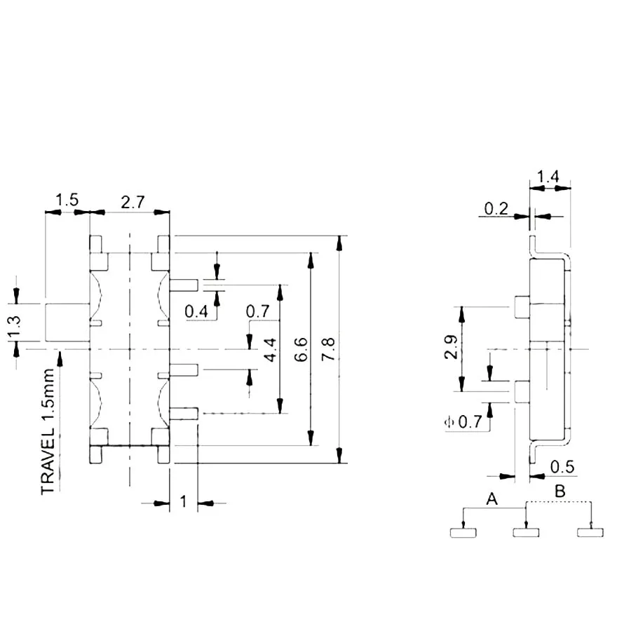 50 шт. MSK-12C01-07 (1P2T) 7-контактный Мини тумблер скользящий переключатель 1 позиция 2 DPDT