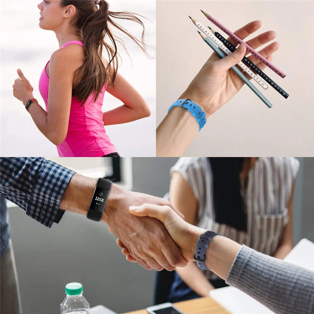 Однотонные Смарт часы браслет для Fitbit Charge 3 ремешка спортивные Сменные