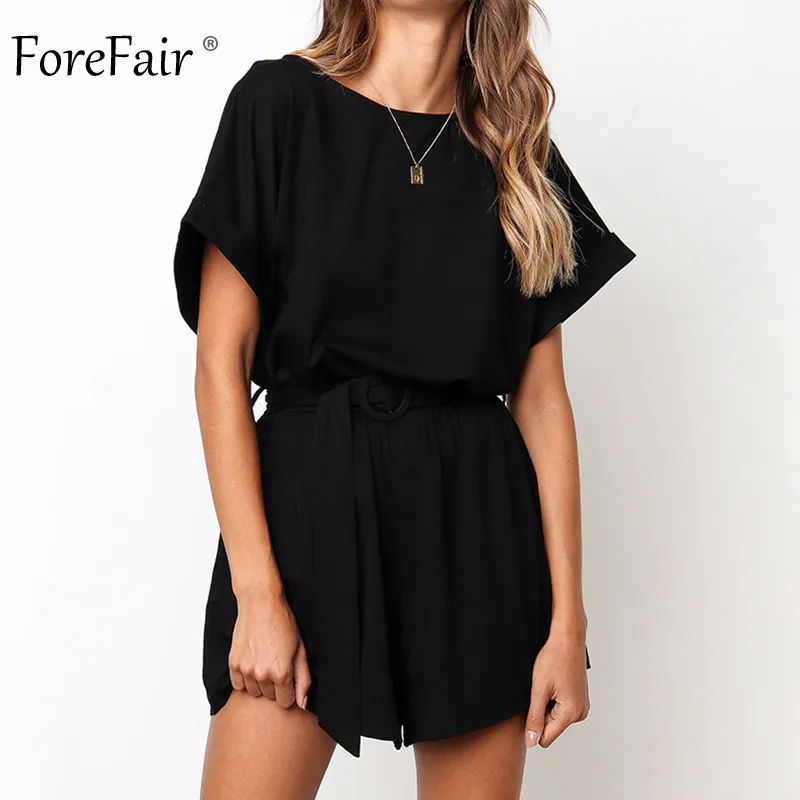 Forefair льняные шорты комбинезон на лето, свободные штаны с эластичной резинкой на талии, короткий рукав на шнуровке легкий костюм с шортами размера плюс с открытой спиной комбинезоны Для женщин