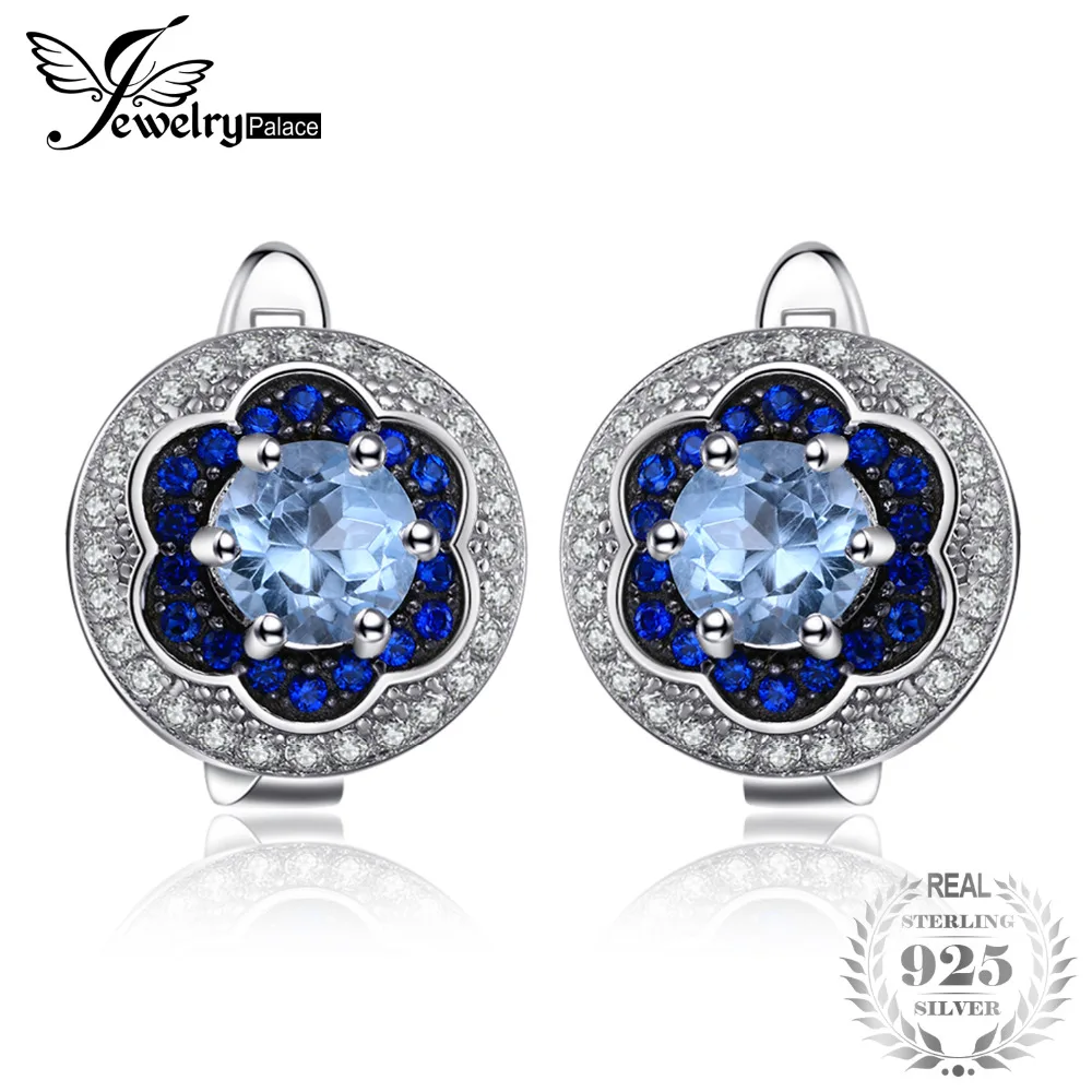 Jewelrypalace Искра цветок 1.6ct Подлинная Голубой топаз создан синий шпинель кластера