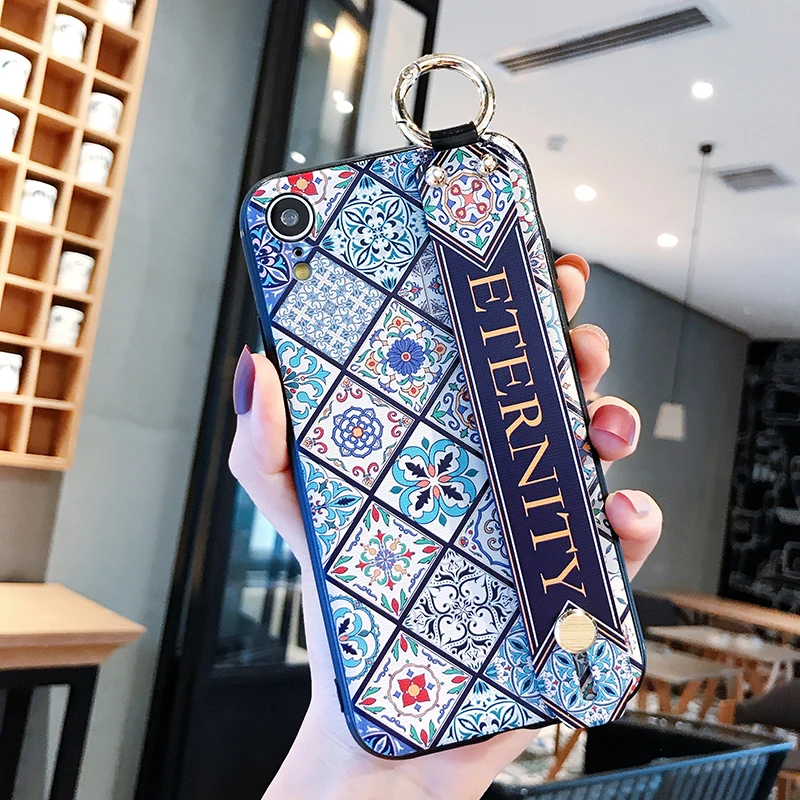 Чехлы с ремешком на запястье для huawei P30 P20 Mate20 Pro Lite с цветком и матовой задней крышкой, мягкий чехол для Honor V20 Pro Nova 3 3i 3e 4 4e