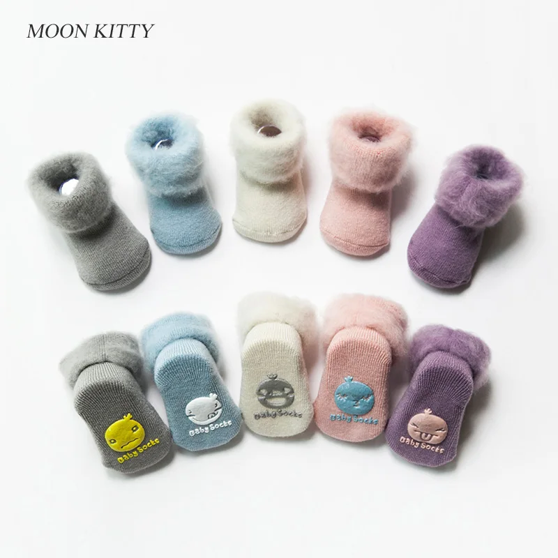Moon Kitty/зимние толстые махровые носки для малышей теплые хлопковые милые