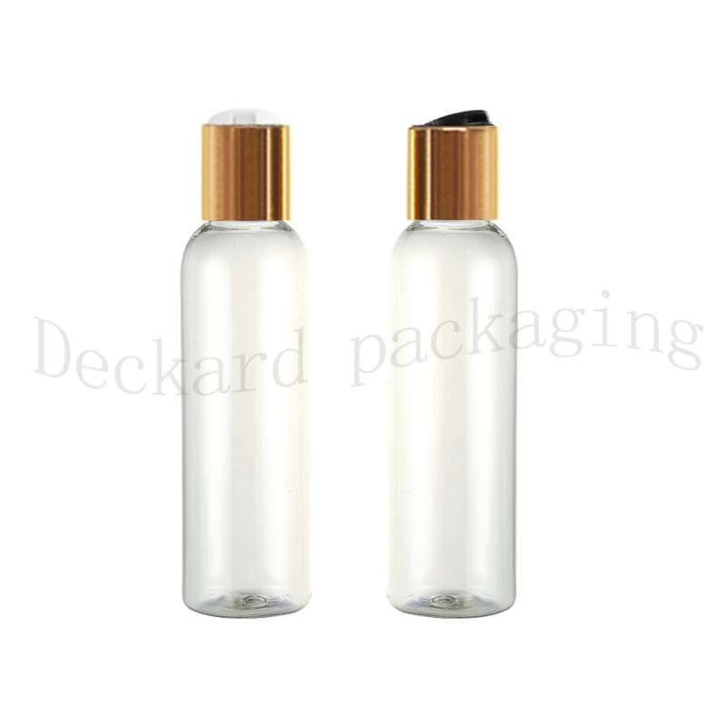 

50X120 мл пустая пластиковая бутылка для шампуня контейнер с золотым диском для волос кондиционер 120cc многоразовые Бутылочки для лосьона для т...