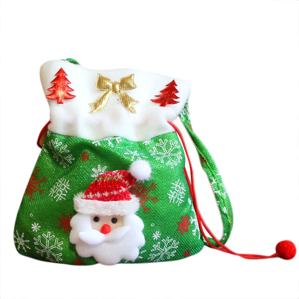 1pc White Christmas Decoration Santa Cloth Snowman Decorative Candy Gift Bag 2024cm Xmas Navidad 2017@GH | Дом и сад