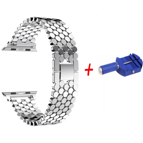 silver Ремешок для apple watch 42 мм 38 мм iwatch 44 мм 40 мм apple watch 4 3 2 1 аксессуары металлический браслет из нержавеющей стали correa - Цвет ремешка: silver