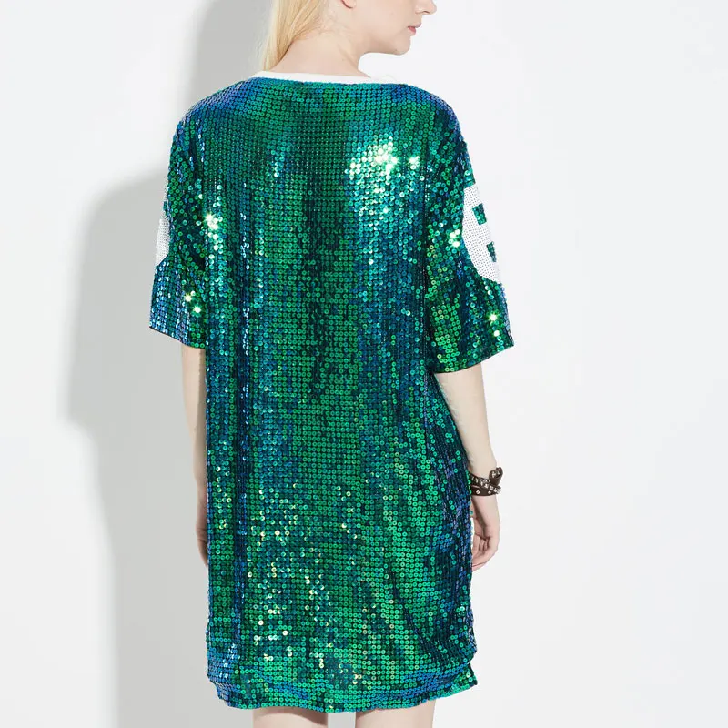 2018 Летний стиль Женская футболка с блестками женская круглым вырезом