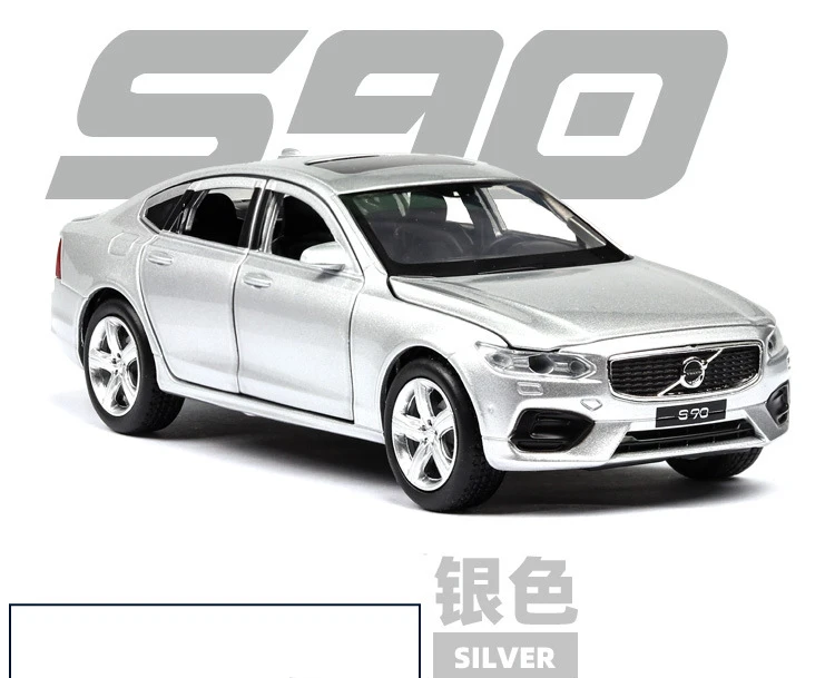 VOLVO S90 silver 1:32 CRV Accord Highlander XC60 Alphard Lexus игрушечный автомобиль металлическая игрушка Diecasts и игрушечный транспорт Модель автомобиля игрушки для детей - Цвет: VOLVO S90 silver